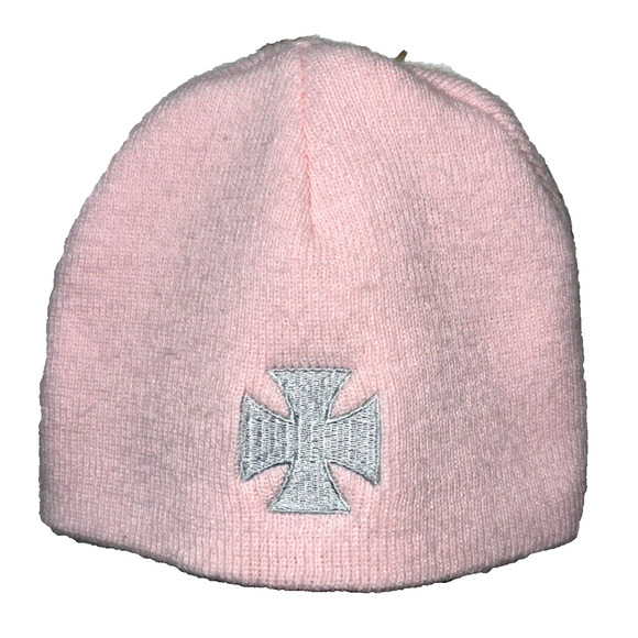 Chopper Chick Pink Winter Beanie Hat Grey Lettering Motorcycle Cross - Soft Knit - Picture 2 of 4
